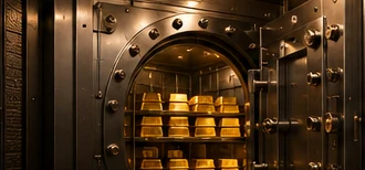 Illustrative gold vault, not a pictured custodian's facility